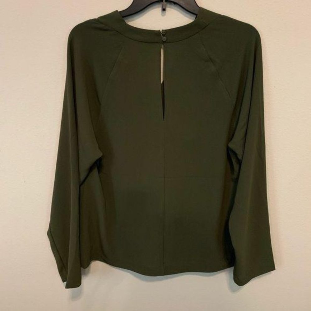 Prologue Olive Green Vneck Long Sleeve Blouse - Picture 5 of 8